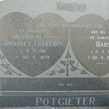 POTGIETER Andries Francois 1911-1975 &amp; Babs 1913-2000