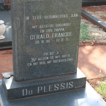 PLESSIS Gerald Franque, du 1935-1971