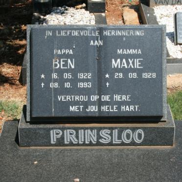 PRINSLOO Ben 1922-1993 &amp; Maxie 1928-