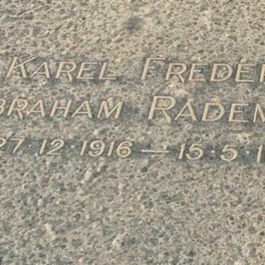 RADEMEYER Karel Frederick Abraham 1916-1974