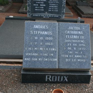 ROUX Andries Stephanus 1900-1968 &amp; Jacoba Catharina Elizabeth OOSTHUIZEN 1897-1977