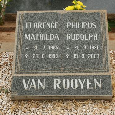 ROOYEN Philipus Rudolph, van 1921-2003 &amp; Florence Mathilda 1925-1990