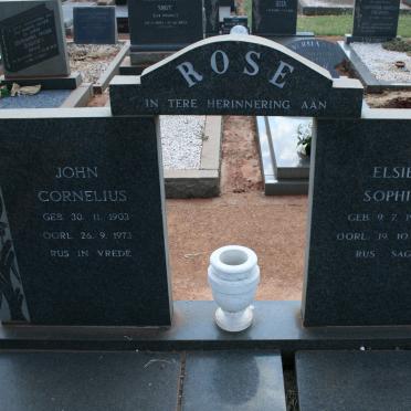 ROSE John Cornelius 1903-1973 &amp; Elsie Sophia 1905-1981