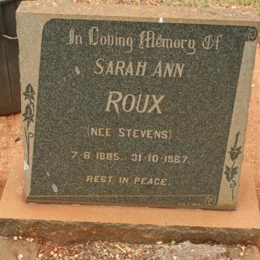 ROUX Sarah Ann nee STEVENS 1885-1967