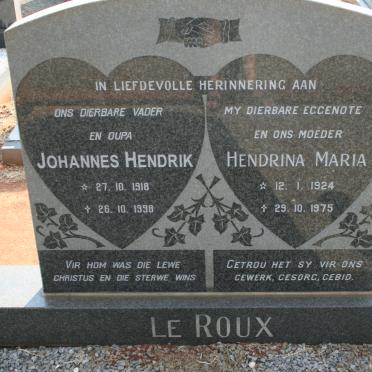 ROUX Johannes Hendrik, le 1918-1998 &amp; Hendrina Maria 1924-1975