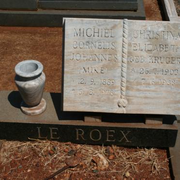 ROEX Michiel Cornelis Johannes, le 1889-1978 &amp; Christina Elizabeth KRUGER 1903-1988