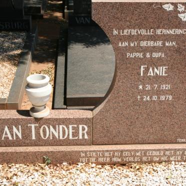 TONDER Fanie, van 1921-1979