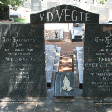 VEGTE Piet Cornelis, V.D. 1907-1979 &amp; Gerritje VELDHUIZEN 1908-1989
