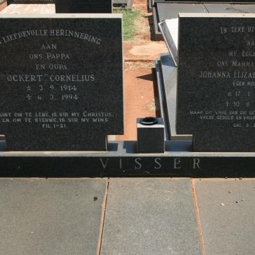 VISSER Ockert Cornelius 1914-1994 &amp; Johanna Elizabeth Francina ROUX 1918-1982