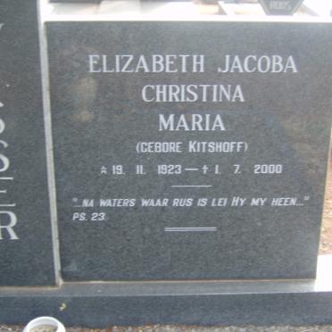 VISSER Elizabeth Jacoba Christina Maria nee KITSHOFF 1923-2000
