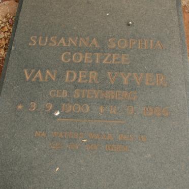 VYVER Susanna Sophia Coetzee, van der nee STEYNBERG 1900-1986