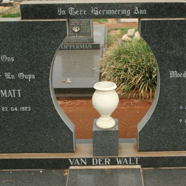 WALT Matt, van der 1923- &amp; Joey 1925-1987