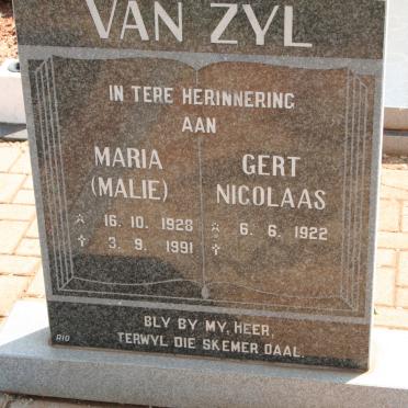 ZYL Gert Nicolaas, van 1922- &amp; Maria 1928-1991