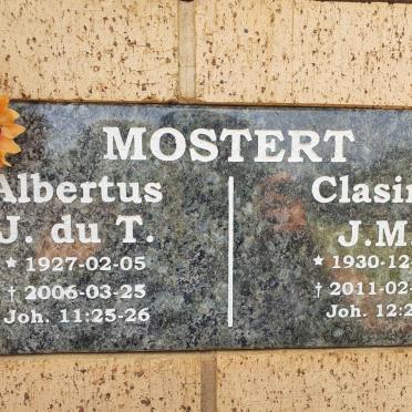 MOSTERT Albertus J. du T. 1927-2006 &amp; Clasina J.M. 1930-2011