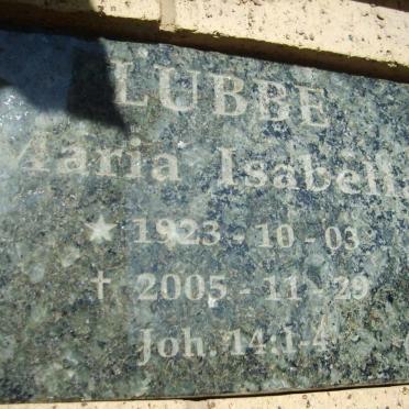 LUBBE Maria Isabella 1923-2005