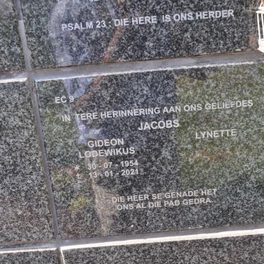 JACOBS Gideon Lodewikus 1954-2021 &amp; Lynette