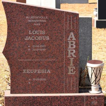 ABRIE Louis Jacobus 1933-1999 &amp; Eeufesia 1938-