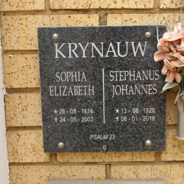 KRYNAUW Stephanus Johannes 1926-2018 &amp; Sophia Elizabeth 1936-2003