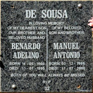 SOUSA Benardo Adelino,  de 1969-1995 :: DE SOUSA Manuel Antonio 1966-2000