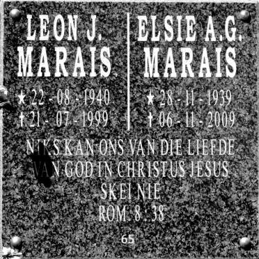 MARAIS Leon J. 1940-1999 &amp; Elsie A.G. 1939-2009