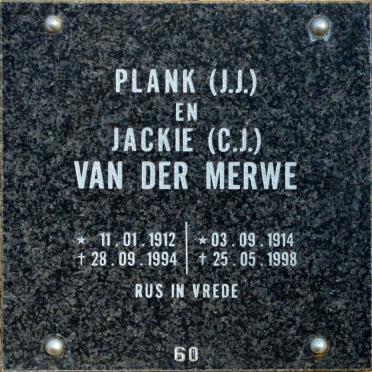 MERWE J.J., van der 1912-1994 &amp; C.J. 1914-1998
