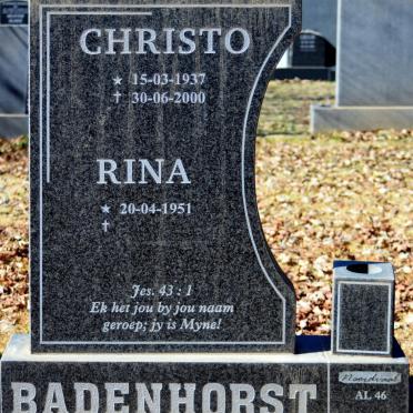 BADENHORST Christo 1937-2000 &amp; Rina 1951-