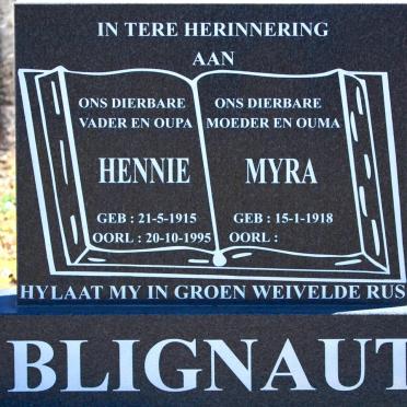 BLIGNAUT Hennie 1915-1995 &amp; Myra 1918-
