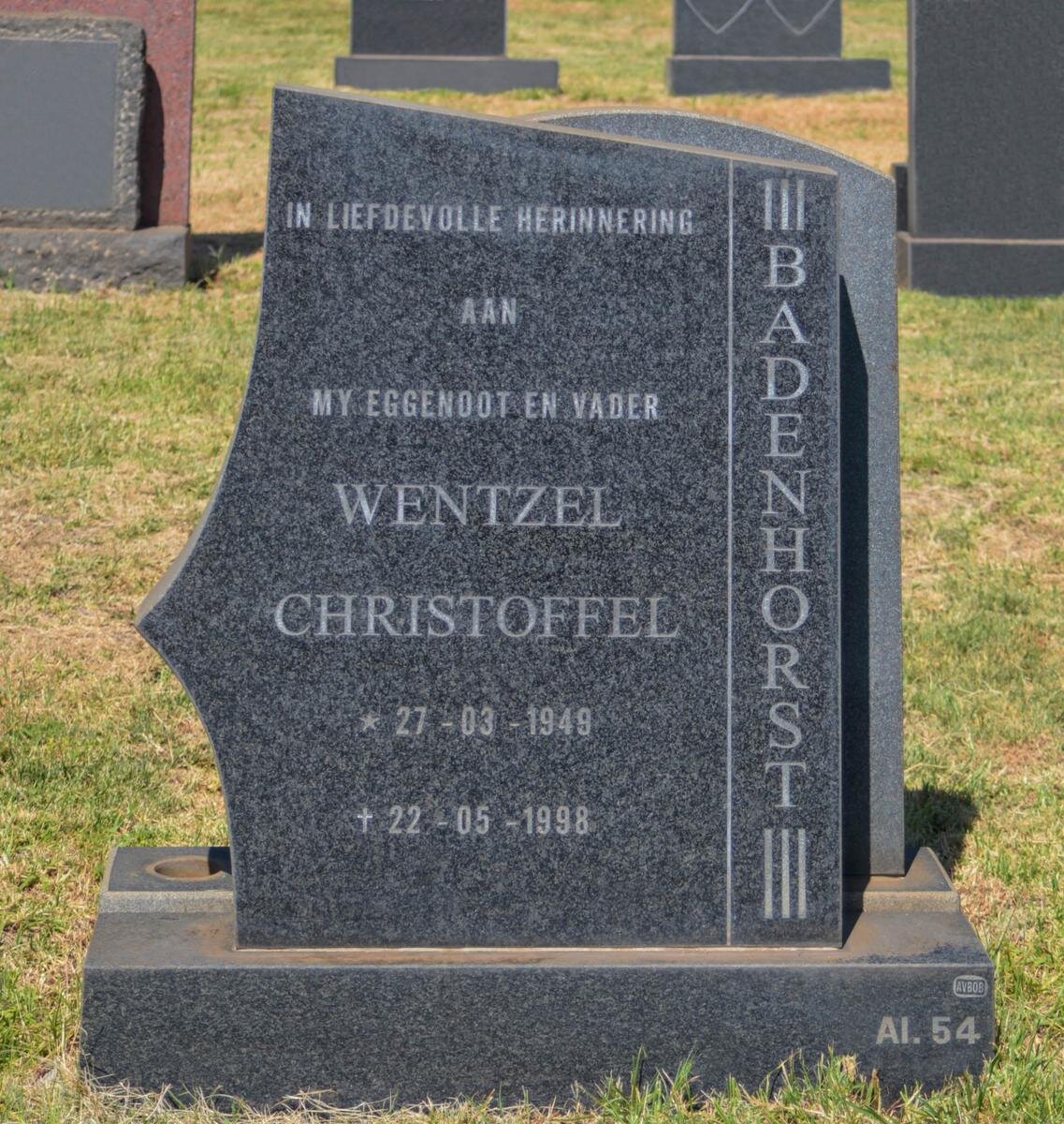 BADENHORST Wentzel Christoffel 1949-1998