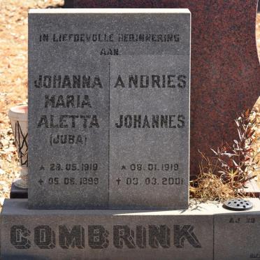 COMBRINK Andries Johannes 1919-2001 &amp; Johanna Maria Aletta JUBA 1919-1998