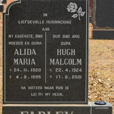 FARLEY Hugh Malcolm 1924-2001 &amp; Alida Maria 1920-1995
