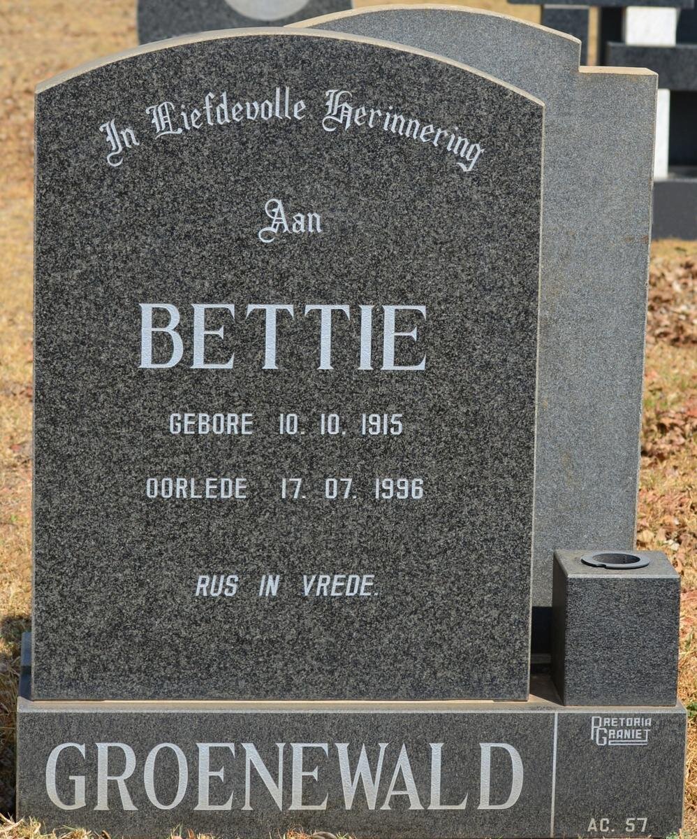 GROENEWALD Bettie 1915-1996
