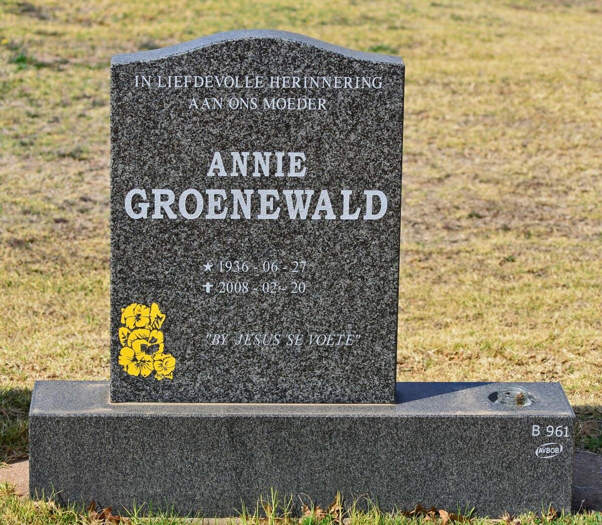 GROENEWALD Annie 1936-2008