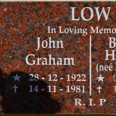 LOW John Graham 1922-1981 &amp; Bauwina Hendrika nee HEMMINGSON 1923-2001