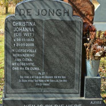 JONGH Christina Johanna, de nee DE WIT 1942-2000