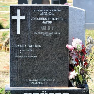 KRÜGER Johannes Philippus Jacob 1942-2010 &amp; Cornelia Patricia 1945-