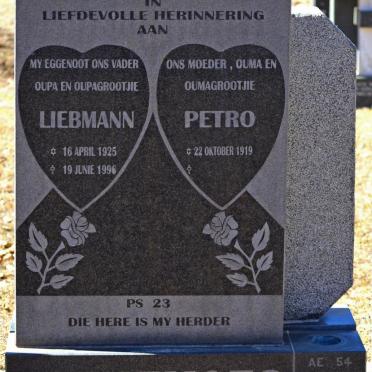 KOEKEMOER Liebmann 1925-1996 &amp; Petro 1919-