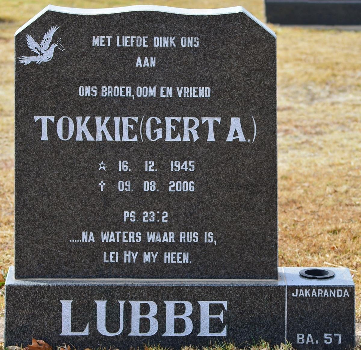 LUBBE Gert A. 1945-2006