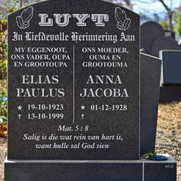 LUYT Elias Paulus 1923-1999 &amp; Anna Jacoba 1928-