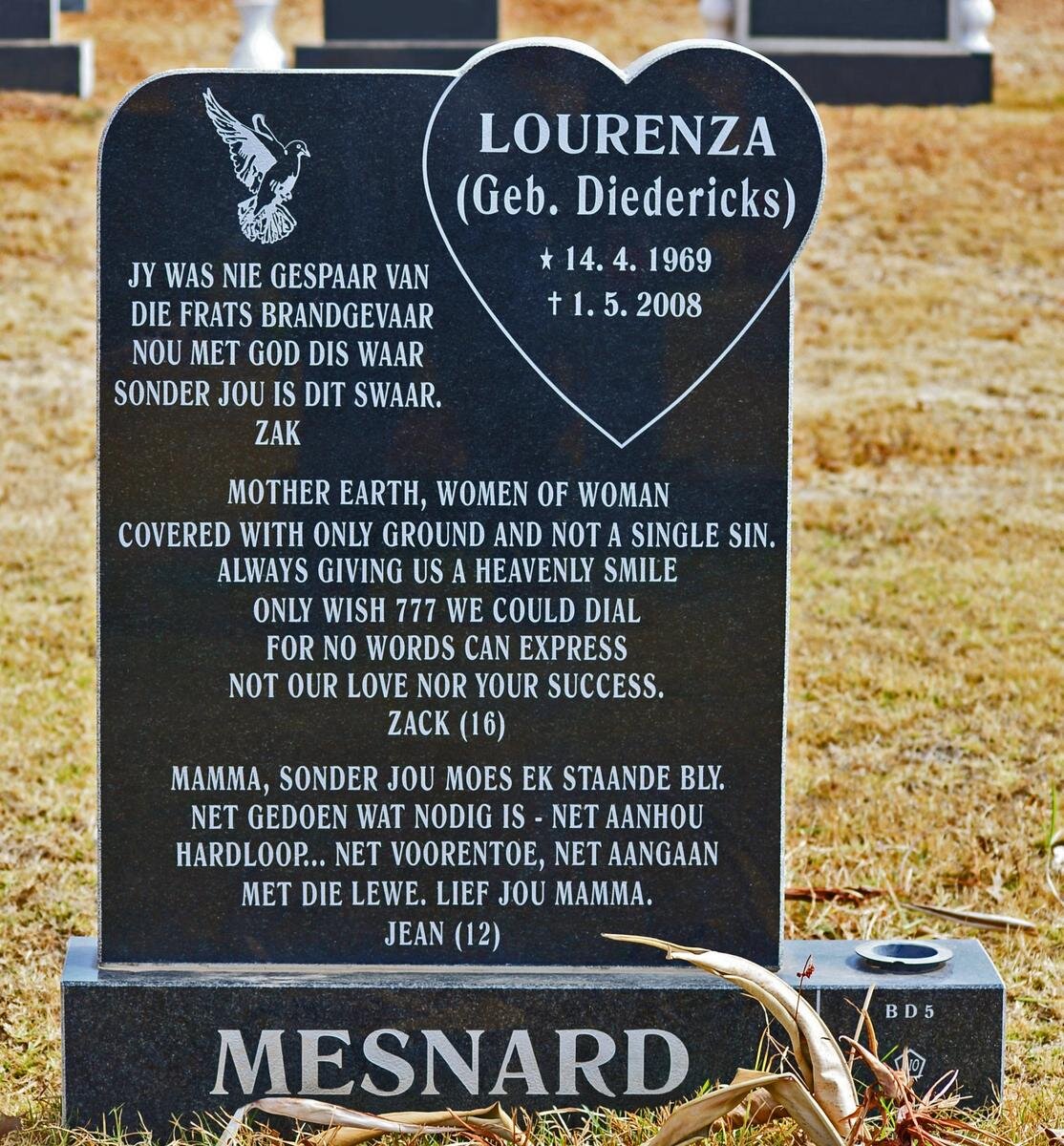 MESNARD Lourenza nee DIEDERICKS 1969-2008
