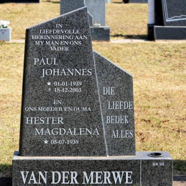 MERWE Paul Johannes, van der 1939-2003 &amp; Hester Magdalena 1939-
