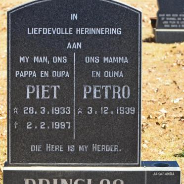 PRINSLOO Piet 1933-1997 &amp; Petro 1939-