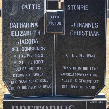 PRETORIUS Johannes Christiaan 1941- &amp; Catharina Elizabeth Jacoba COMBRINCK 1939-1997