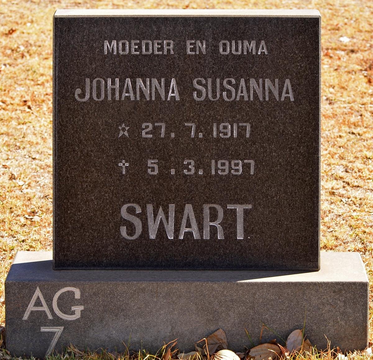 SWART Johanna Susanna 1917-1997