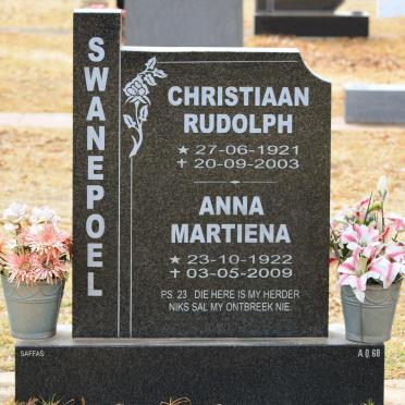 SWANEPOEL Christiaan Rudolph 1921-2003 &amp; Anna Martiena 1922-2009