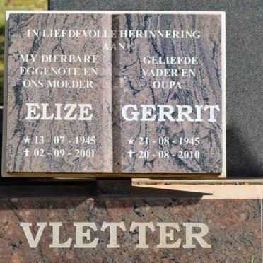 VLETTER Gerrit 1945-2010 &amp; Elize 1945-2001