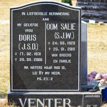VENTER S.J.W. 1929-2010 &amp; J.S.D. 1931-2008