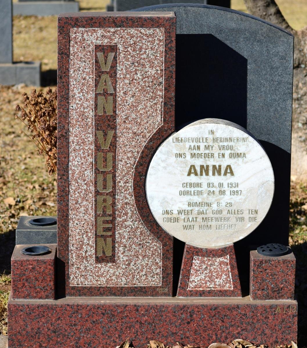 VUUREN Anna, van 1931-1997