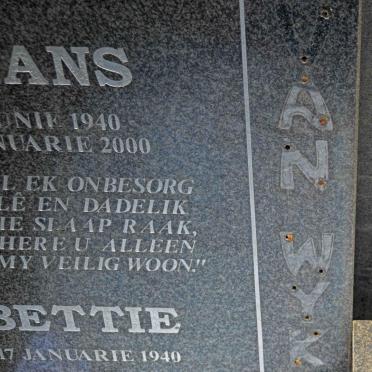 WYK Frans, van 1940-2000 &amp; Bettie 1940-