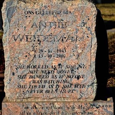 WEIDEMAN Antjie 1943-2001