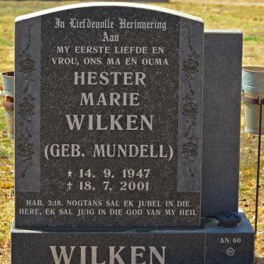 WILKEN Hester Marie nee MUNDELL 1947-2001